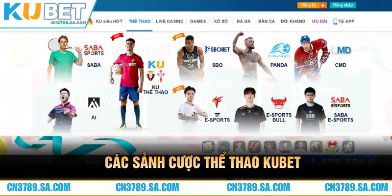Các sảnh cược thể thao tại CN3789 hiện nay 